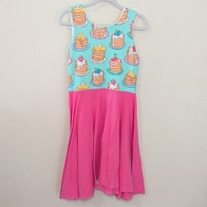 Malia + Kai Twirl Dress Pink & Aqua Pancake Print Cotton Stretch Girls Size 8